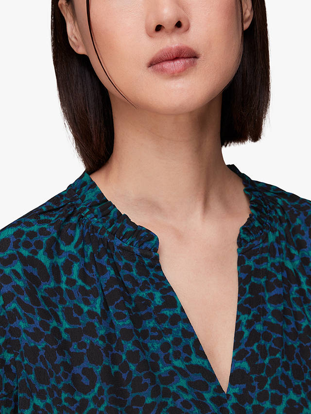Whistles Forest Leopard Blouse, Teal/Multi
