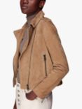 Whistles Agnes Suede Leather Jacket, Tan