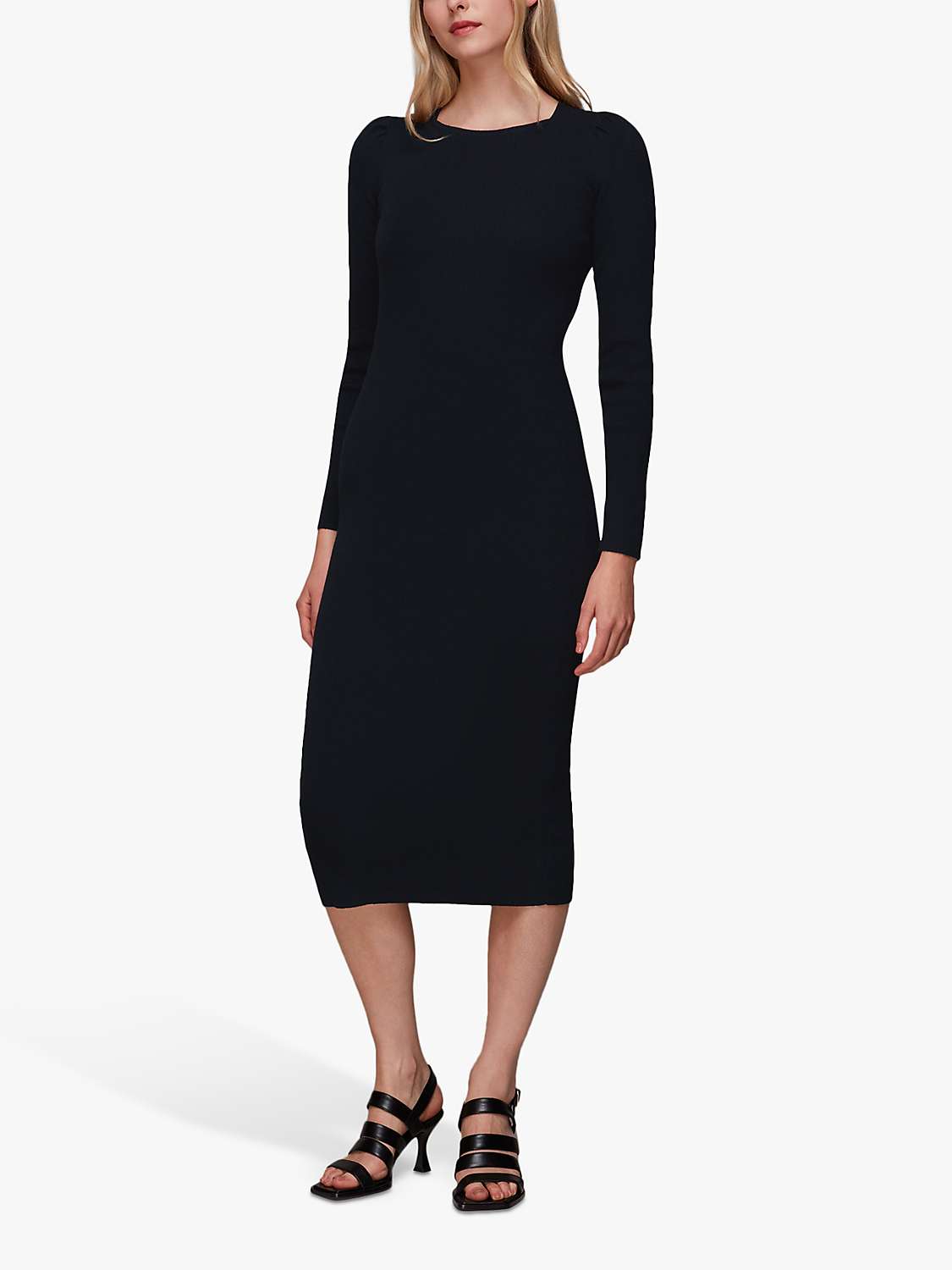 Whistles Cut Out Twist Knitted Dress, Black at John Lewis & Partners