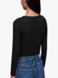 Whistles Ribbed Scoop Neck Top, Black