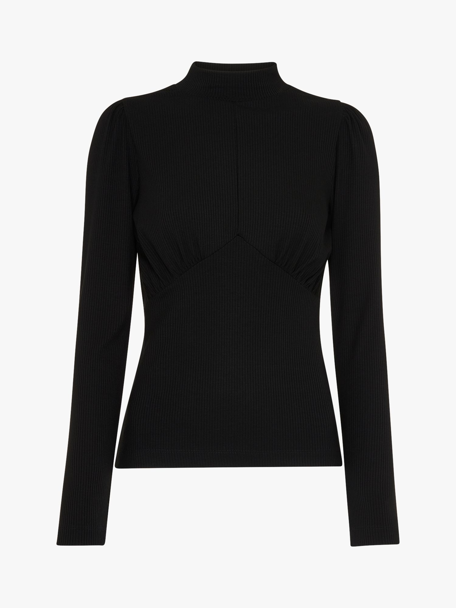 Whistles Gathered Empire Line Top, Black at John Lewis & Partners