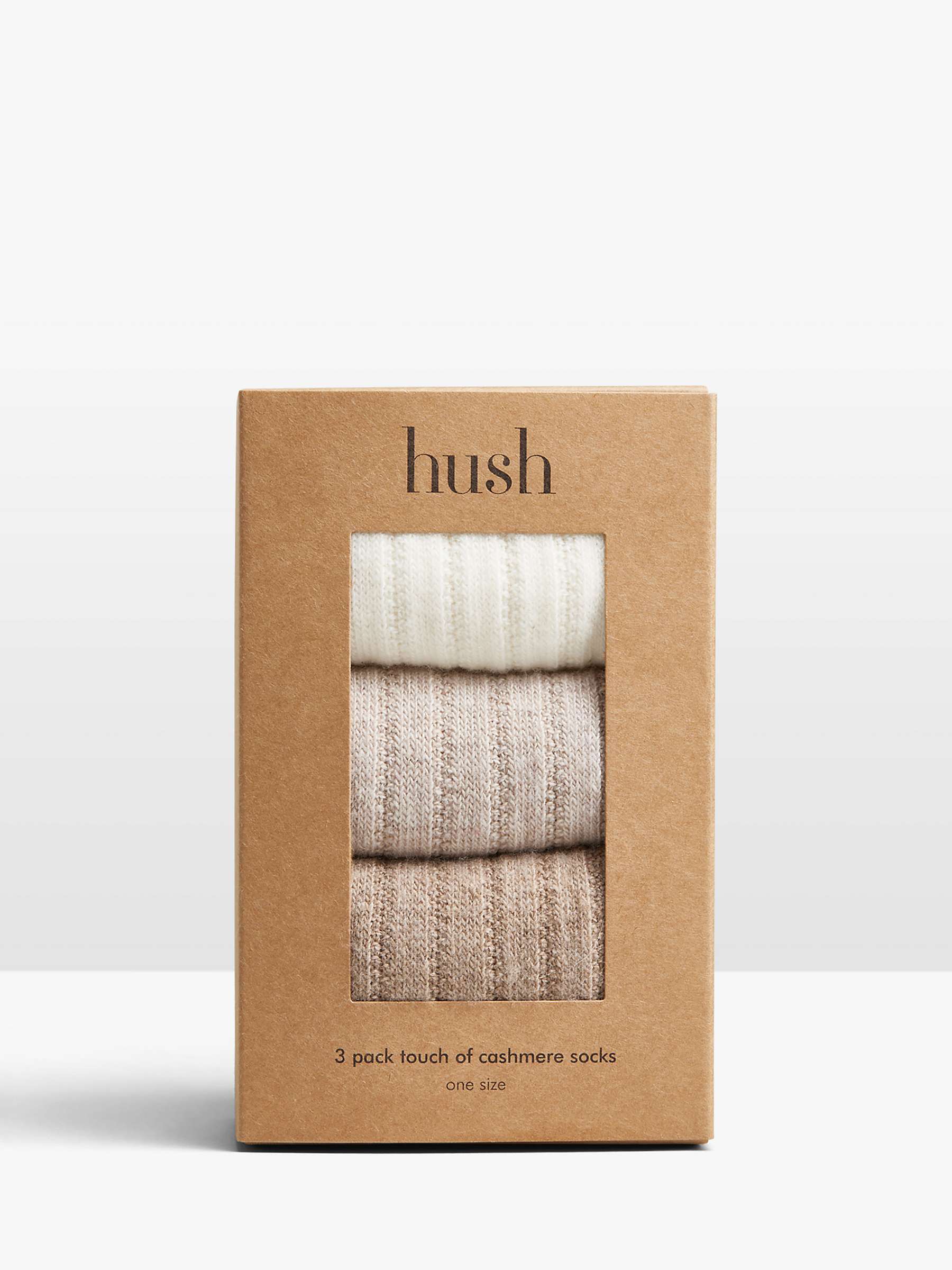 Buy HUSH Murica Ribbed Cashmere Blend Ankle Socks, Beige, Pack of 3 Online at johnlewis.com