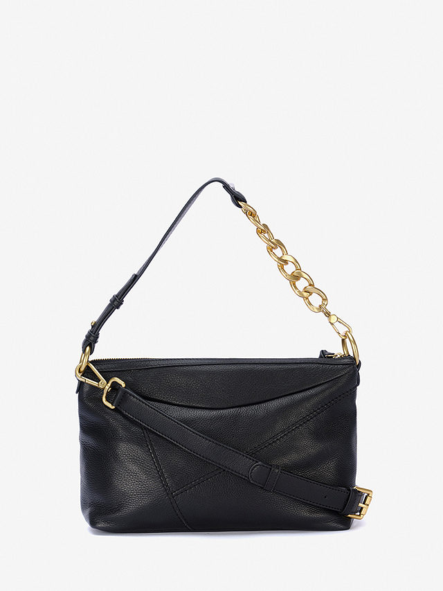 Mint Velvet Tamara Leather Chain Strap Cross Body Bag, Black, One Size