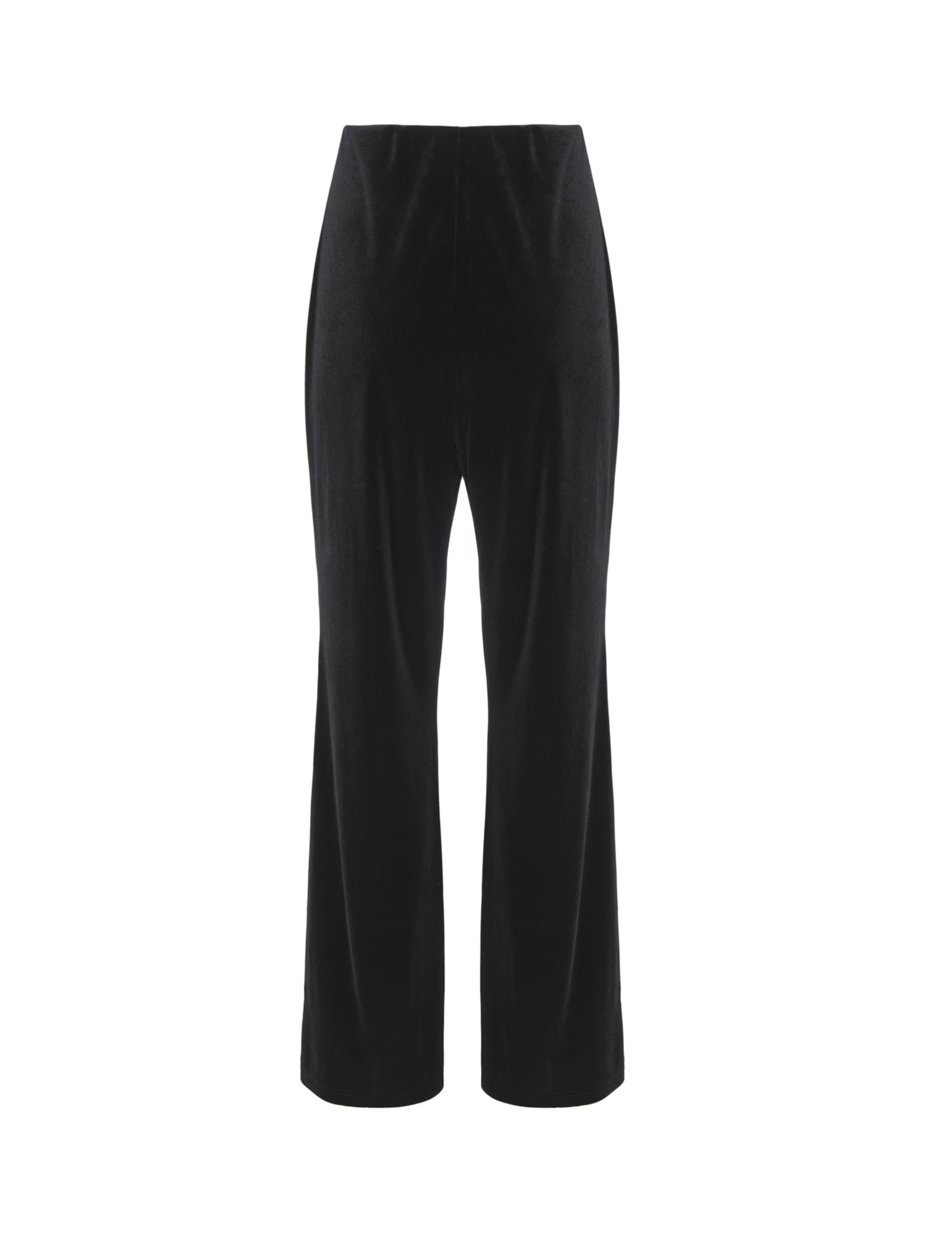 Mint Velvet Wide Leg Velvet Trousers, Black at John Lewis & Partners