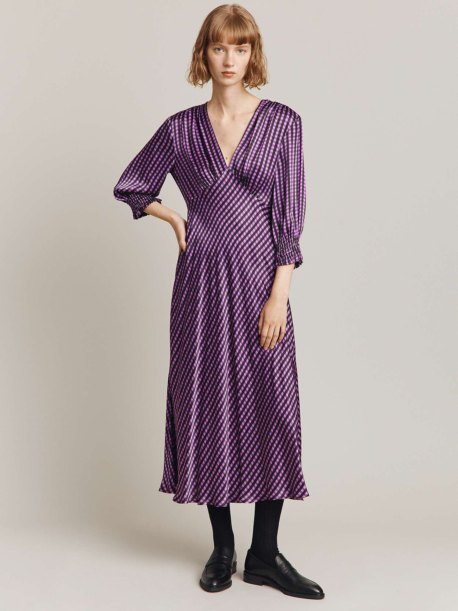 Buy Ghost Immy Gingham Satin Dress Online at johnlewis.com