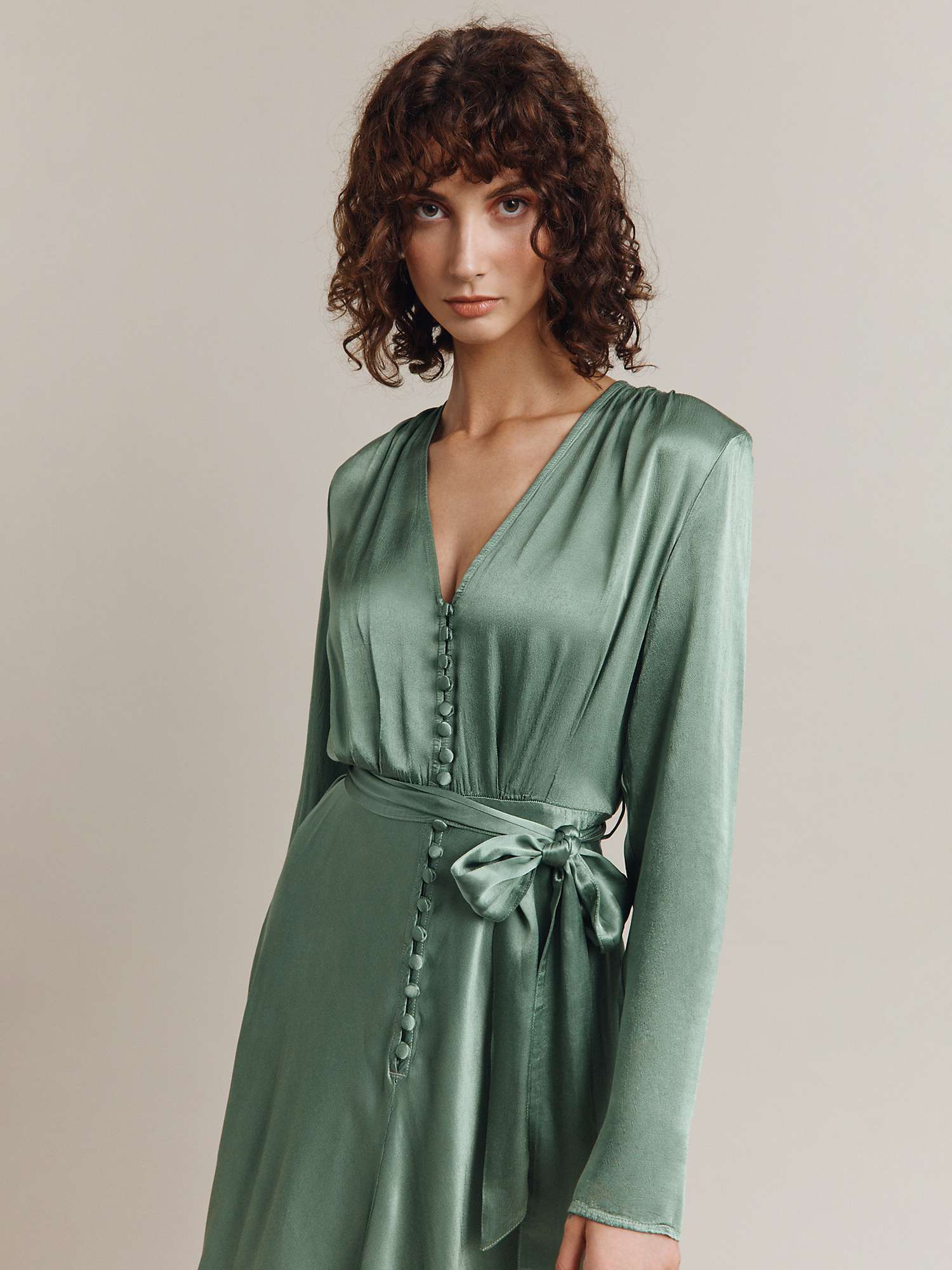Buy Ghost Meryl Satin Button Dress Online at johnlewis.com