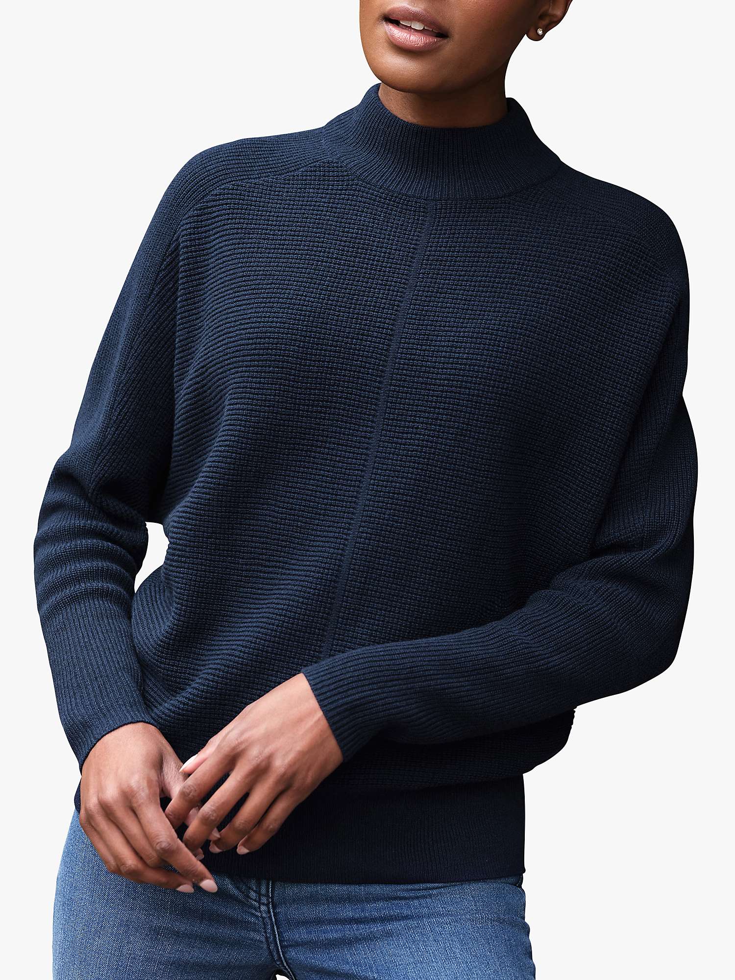 Buy Pure Collection Dolman High Neck Cashmere Jumper, French Navy Online at johnlewis.com