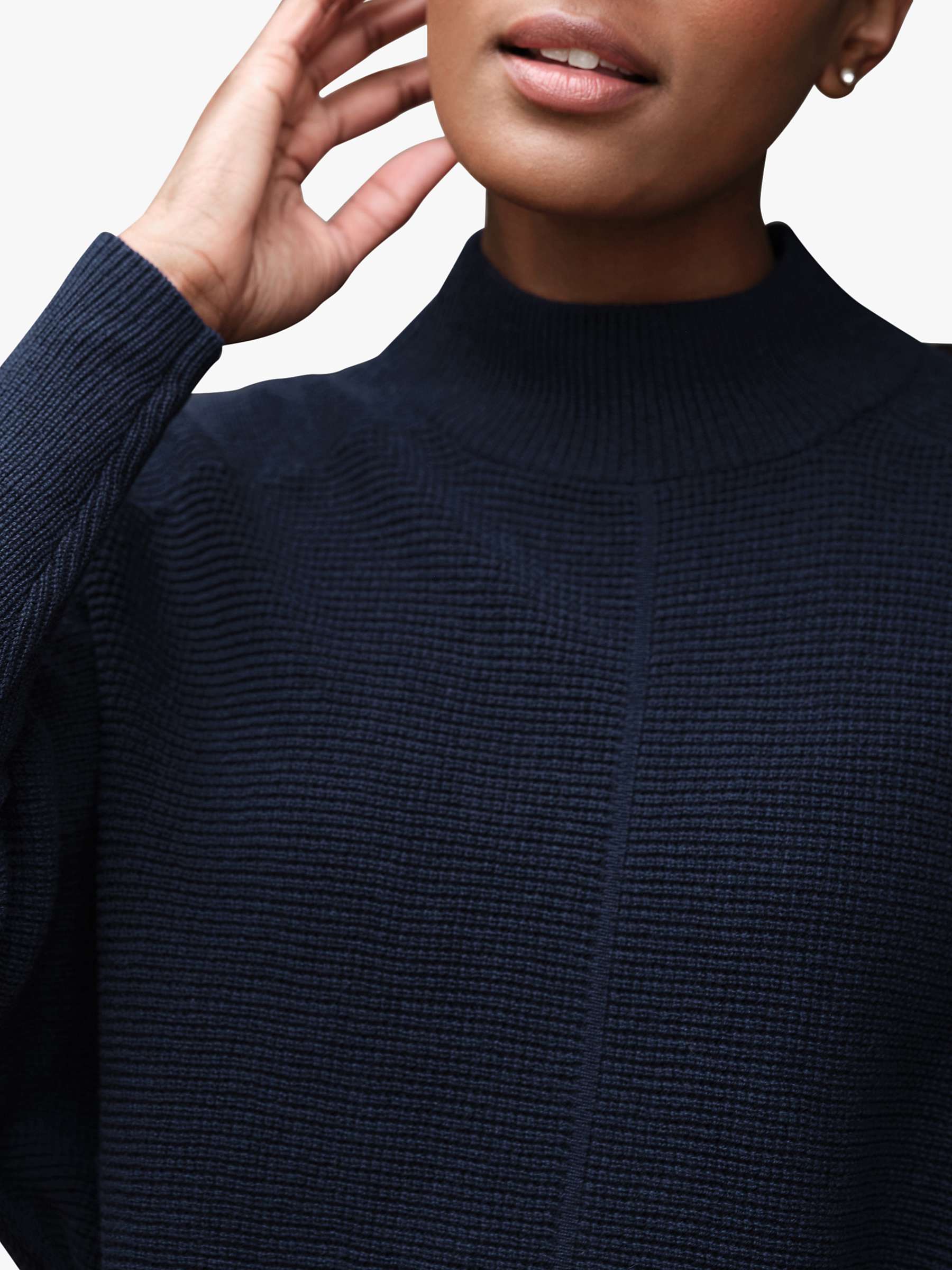 Buy Pure Collection Dolman High Neck Cashmere Jumper, French Navy Online at johnlewis.com