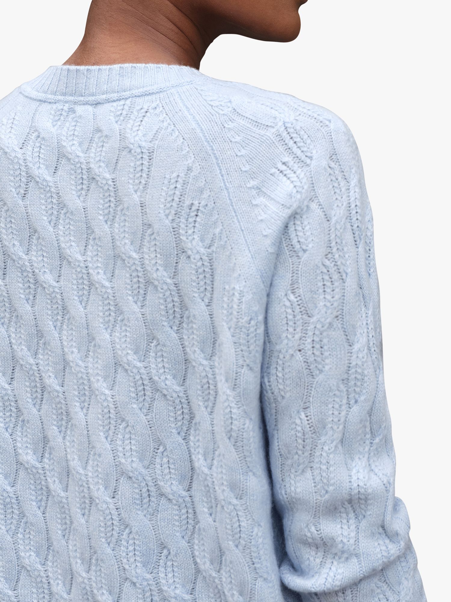 Buy Pure Collection Lofty Cable Knit Cashmere Jumper, Cloud Blue Online at johnlewis.com