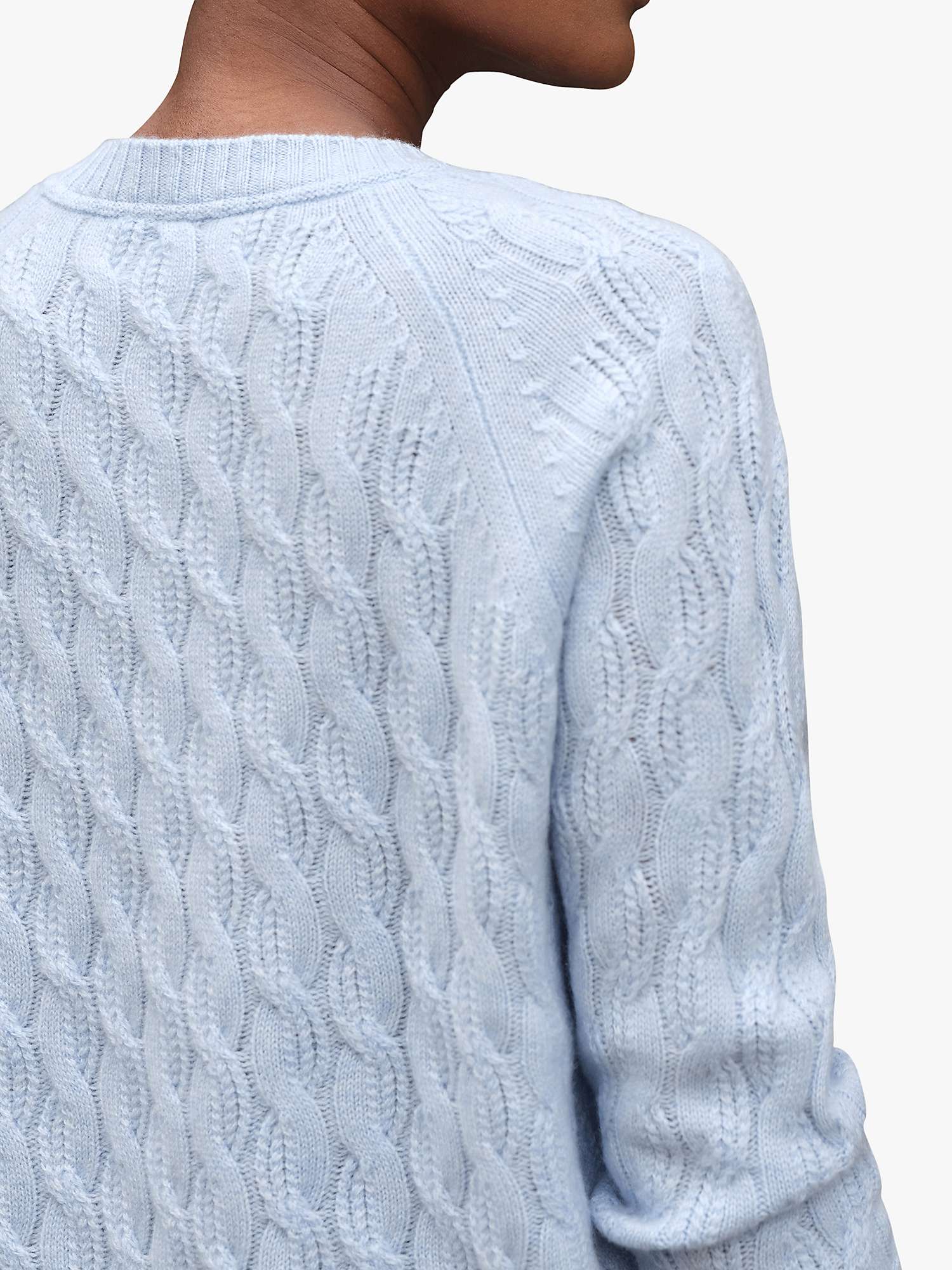 Buy Pure Collection Lofty Cable Knit Cashmere Jumper, Cloud Blue Online at johnlewis.com