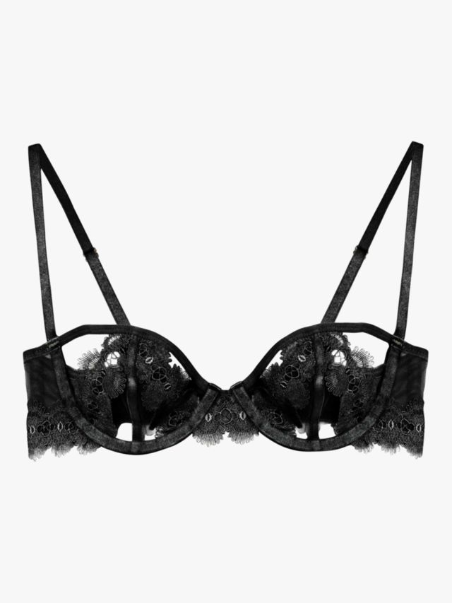 Wolf & Whistle Cora Mesh Trim Balcony Bra, Black, 32A