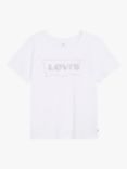 Levi's Plus Perfect Glitter Batwing Logo T-Shirt, Bright White