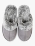 HotSquash Suede and Leather Slip-On Slippers, Silver Grey