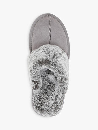 HotSquash Suede and Leather Slip-On Slippers, Silver Grey