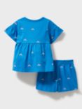 Crew Clothing Kids' Rainbow Cotton Top & Shorts Set, Bright Blue, Bright Blue
