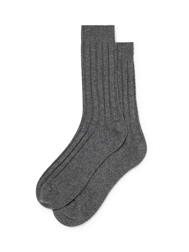 Bedfolk Ribbed Cashmere Socks, Slate
