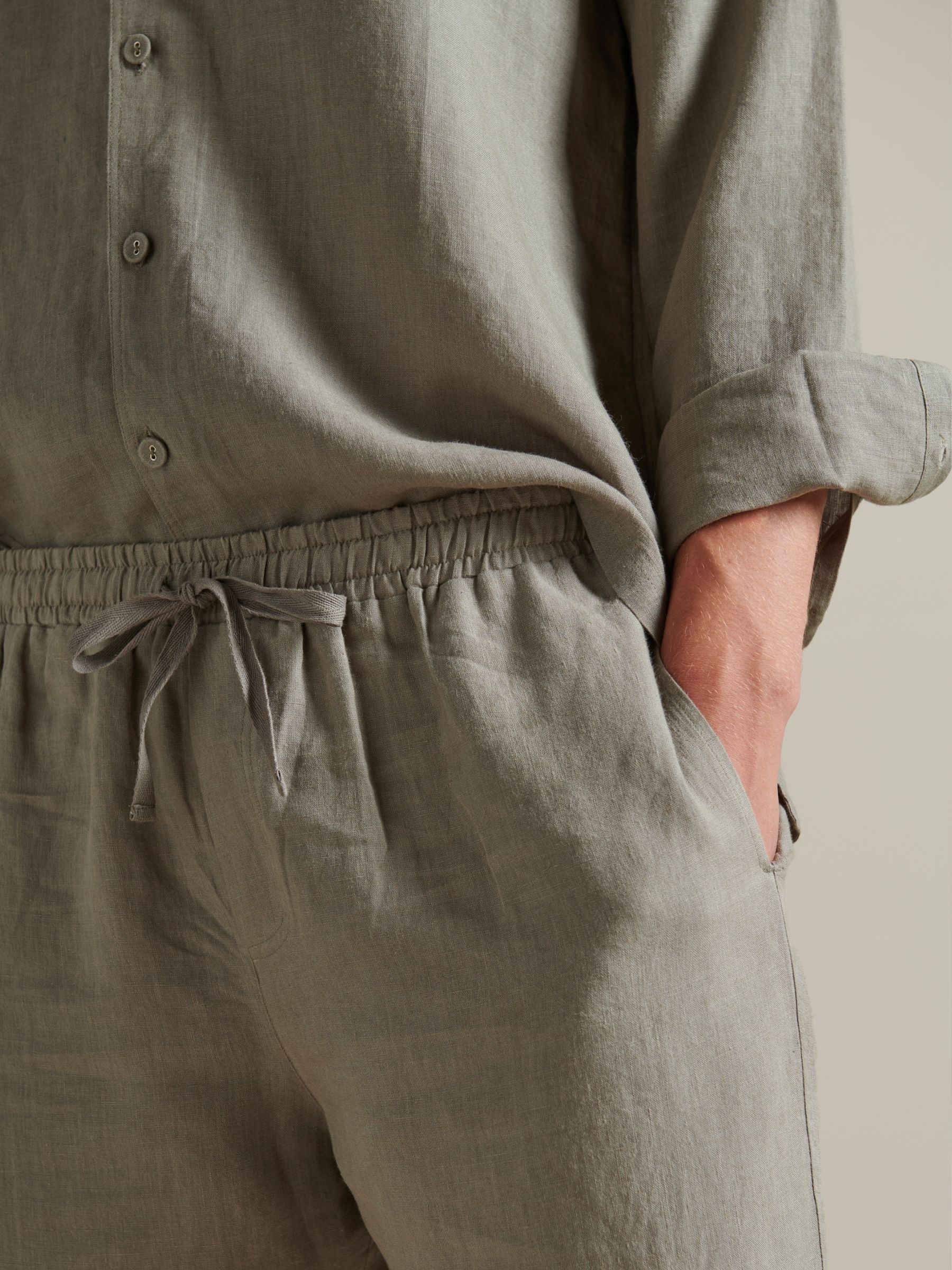 Bedfolk Linen Trousers, Moss, S