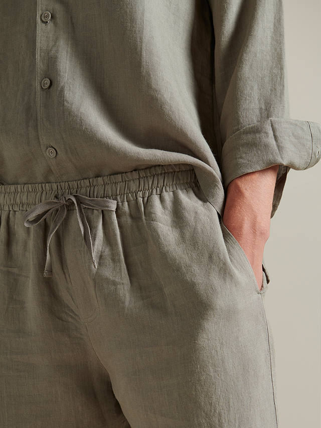 Bedfolk Linen Trousers, Moss