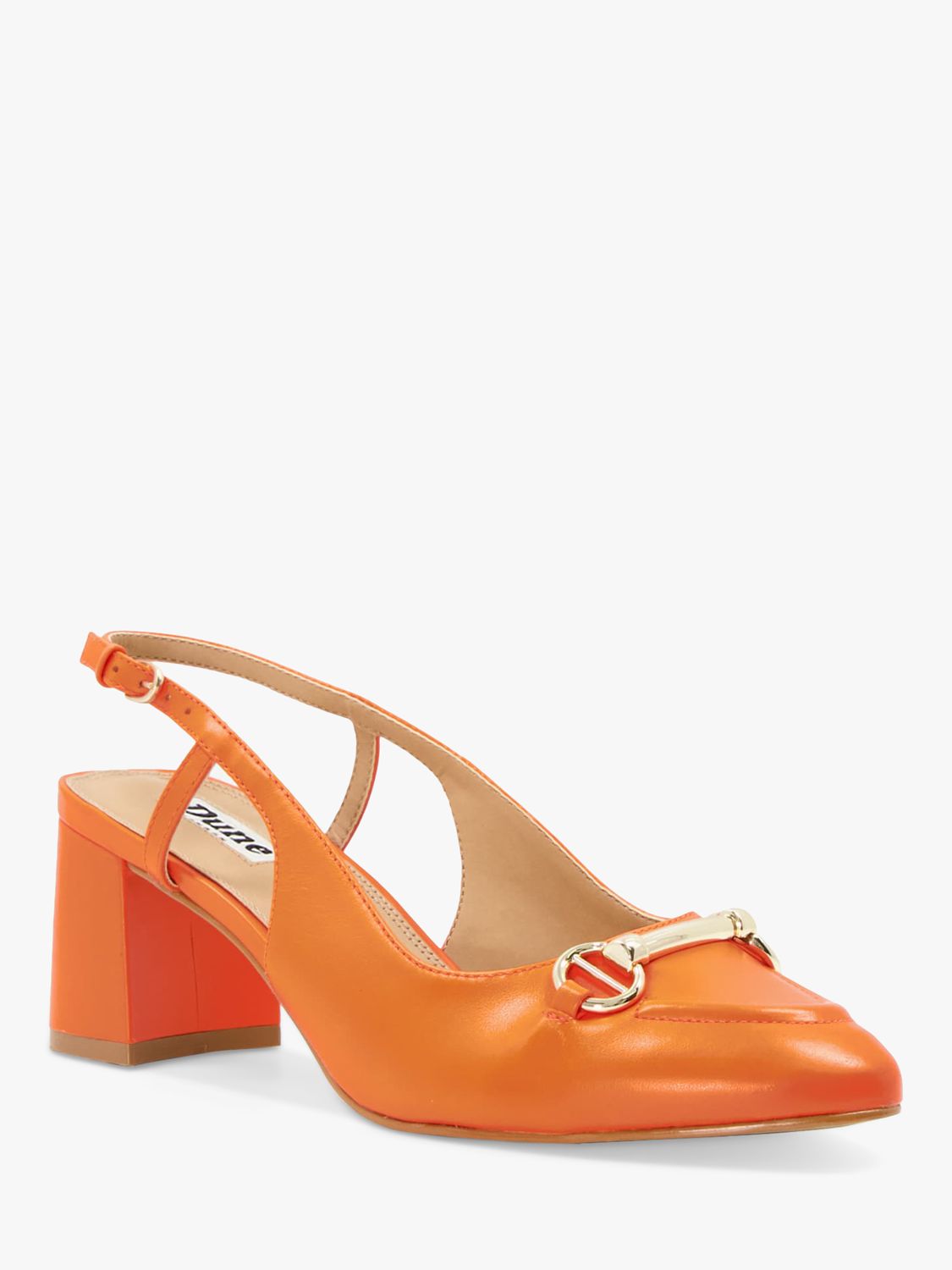 Dune Cassie Leather Slingback Court Shoes, Orange at John Lewis & Partners