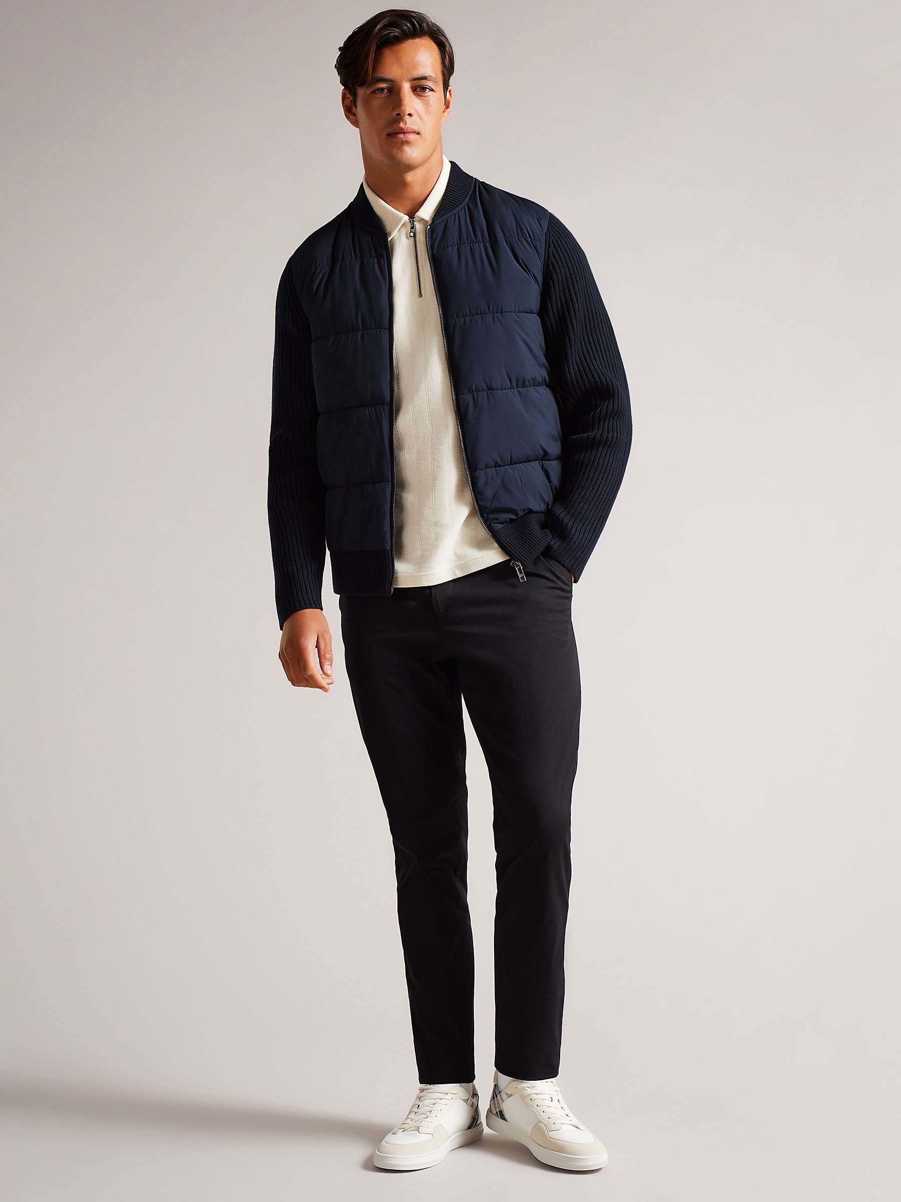 Ted Baker Spores Wadded Zip Jacket, Navy at John Lewis & Partners