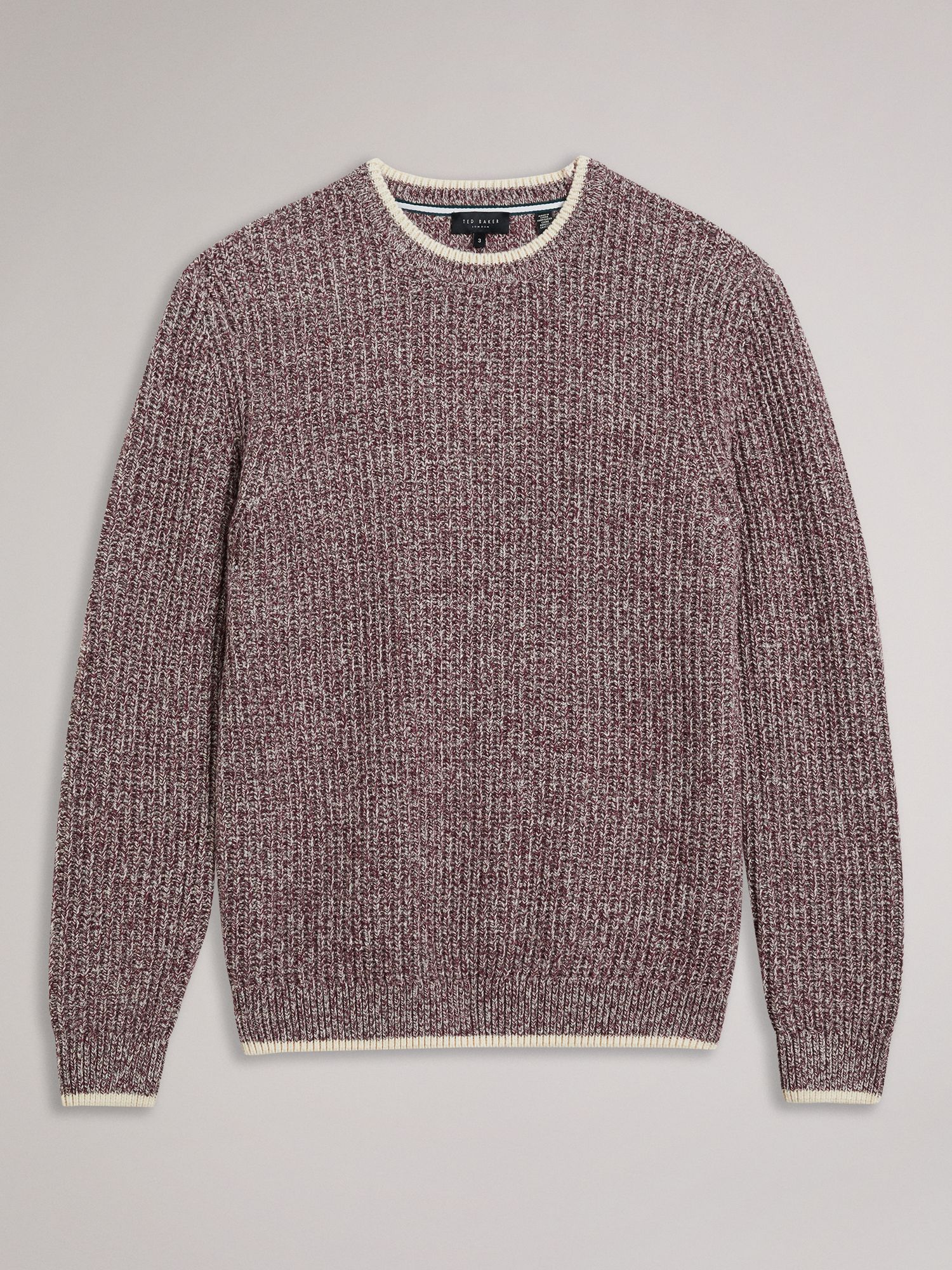 Ted Baker Overhal Wool and Cotton Blend Jumper, Maroon, L