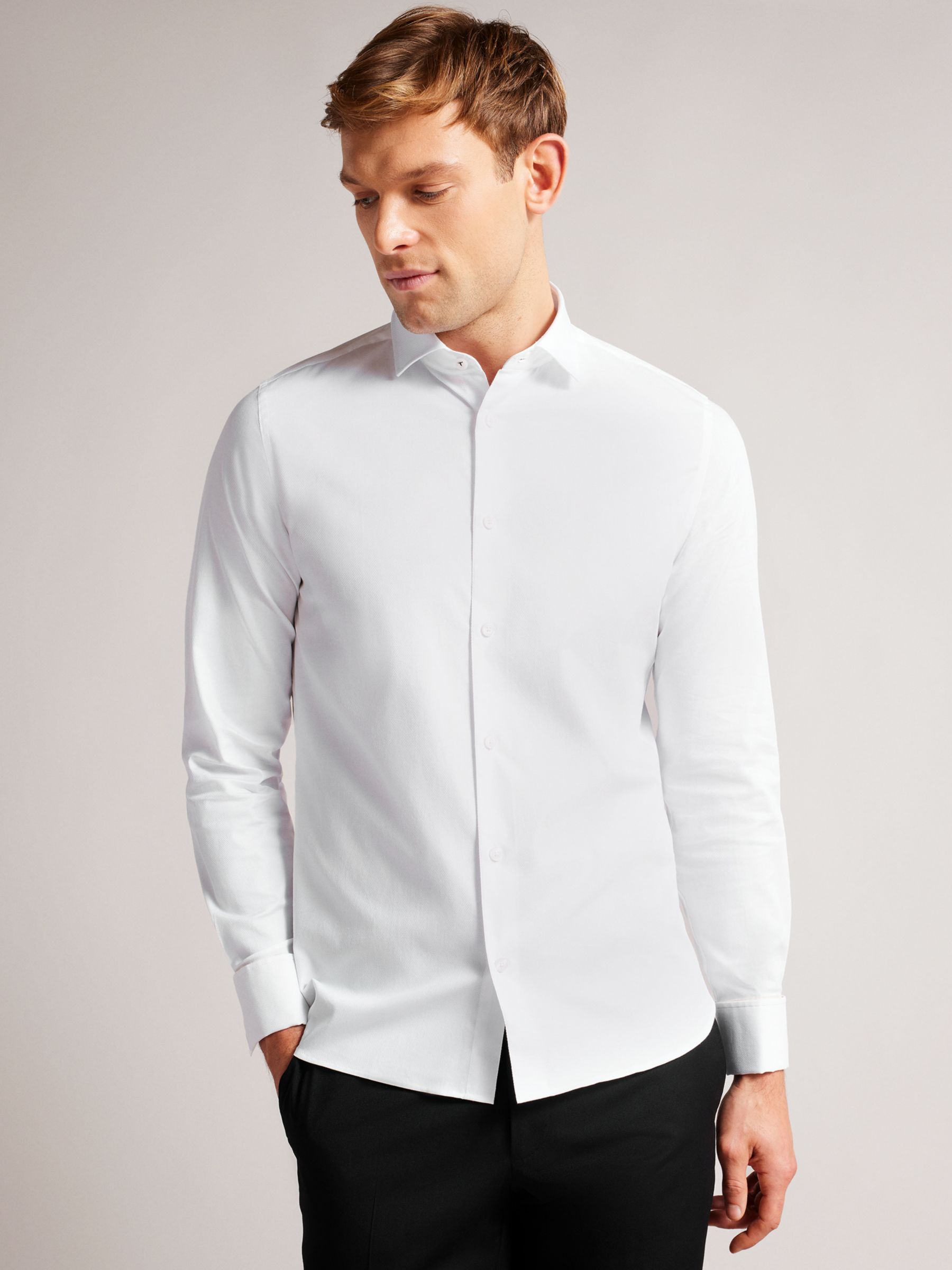Ted Baker Witree Regular Fit Plain Shirt, White at John Lewis & Partners