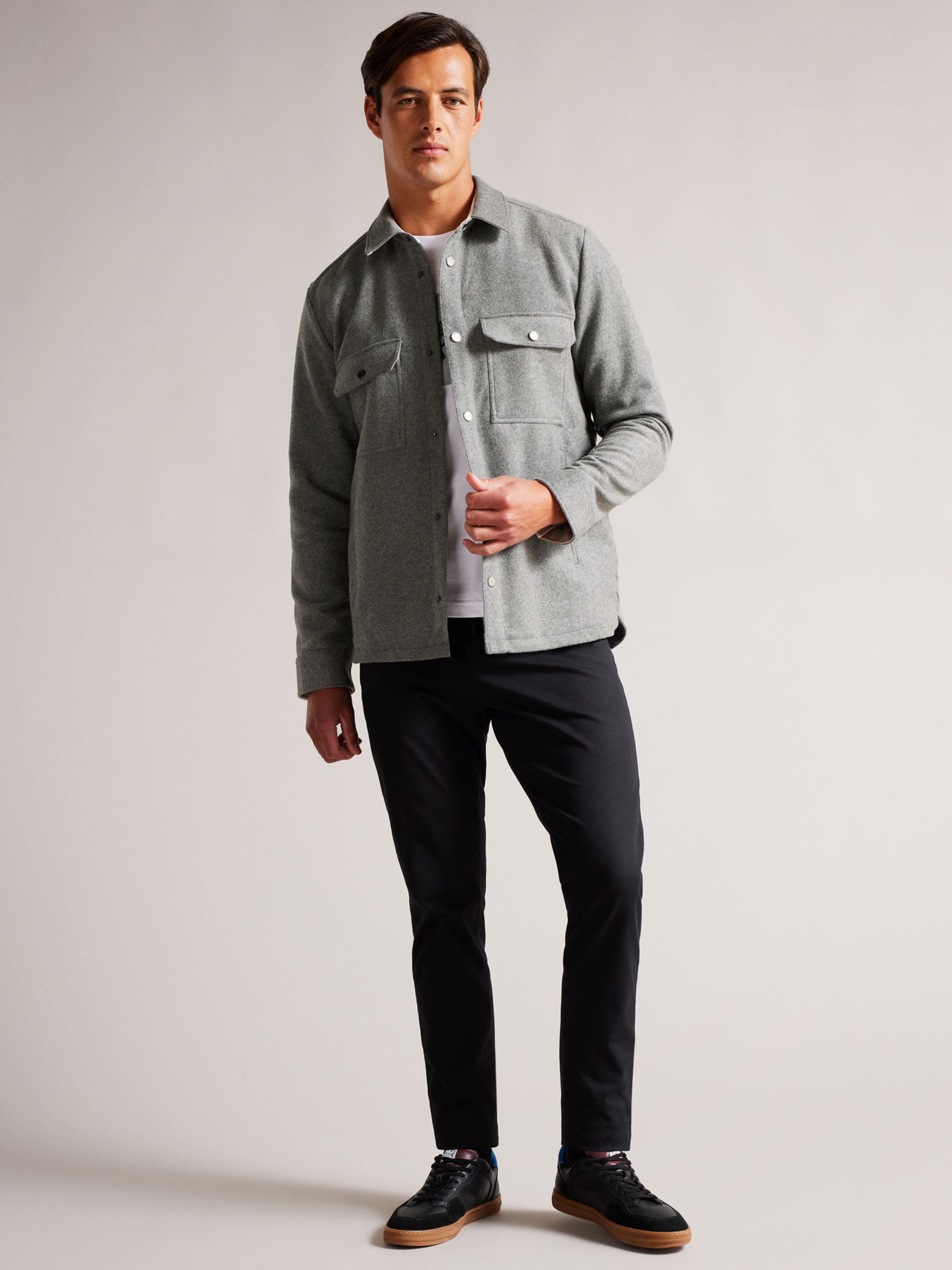 Ted Baker Anderby Wool Blend Over Shirt, Grey at John Lewis & Partners