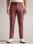 Ted Baker Quarts Belted Straight Leg Trousers, Maroon