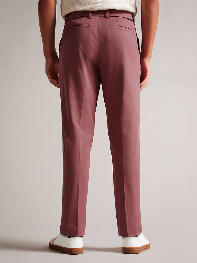 Ted Baker Quarts Belted Straight Leg Trousers, Maroon