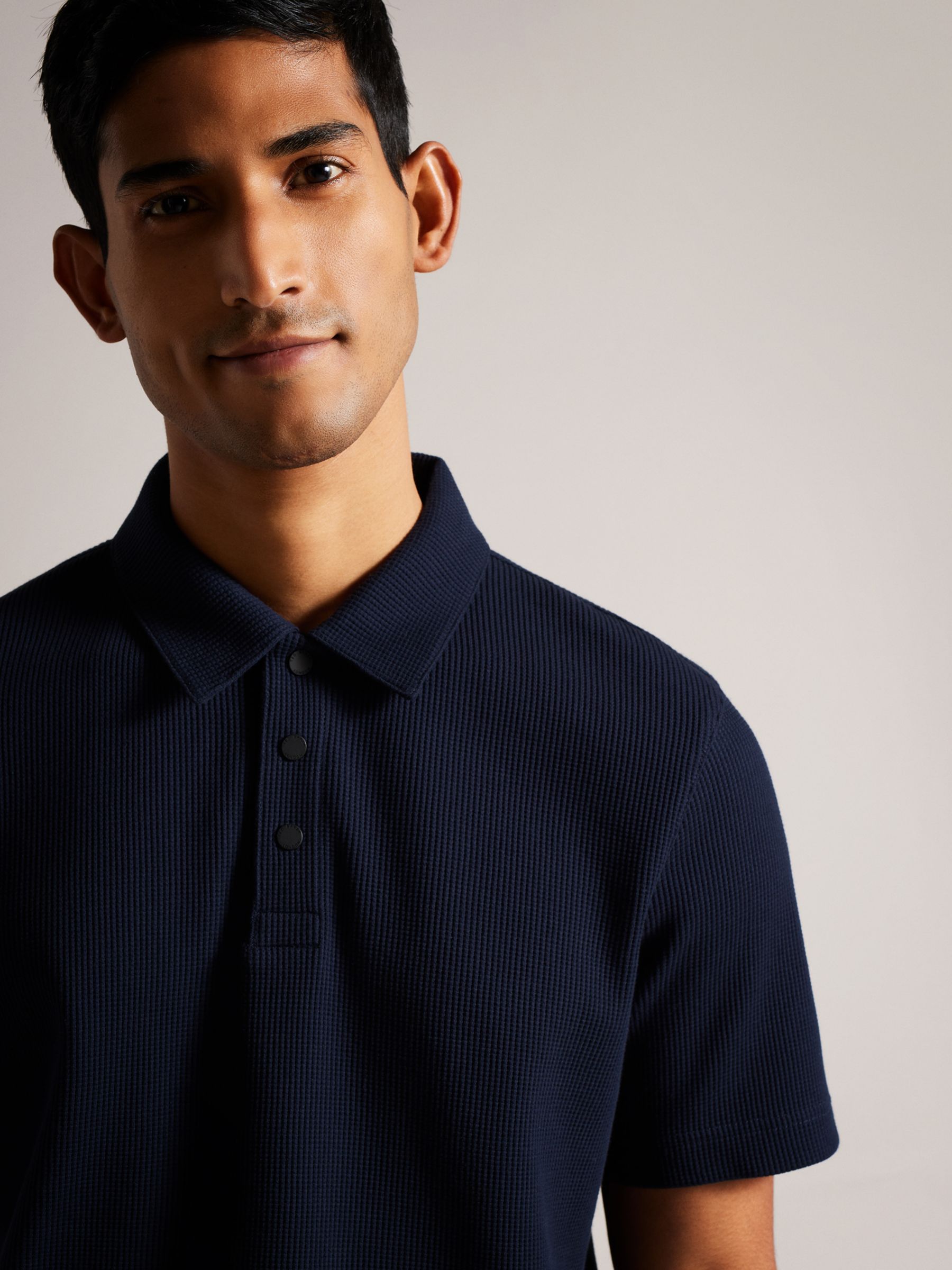 Ted Baker Bute Textured Fit Polo Shirt, Navy at John Lewis & Partners