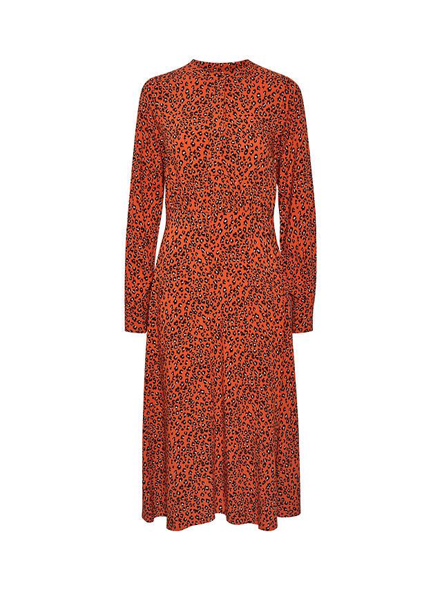 Part Two Viona Fitted Maxi Long Sleeve Dress, Orange/Multi