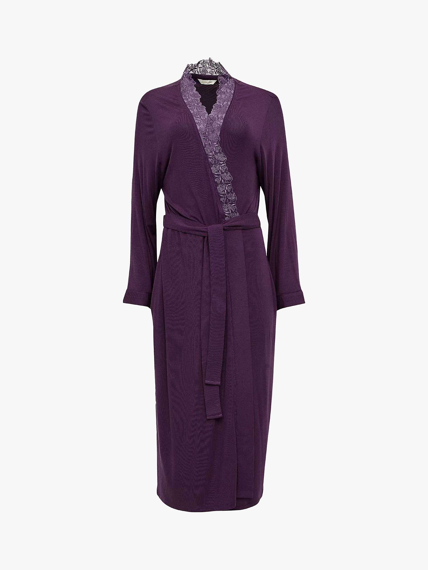Buy Nora Rose by Cyberjammies Maeve Lace Detail Jersey Knit Dressing Gown, Purple Online at johnlewis.com