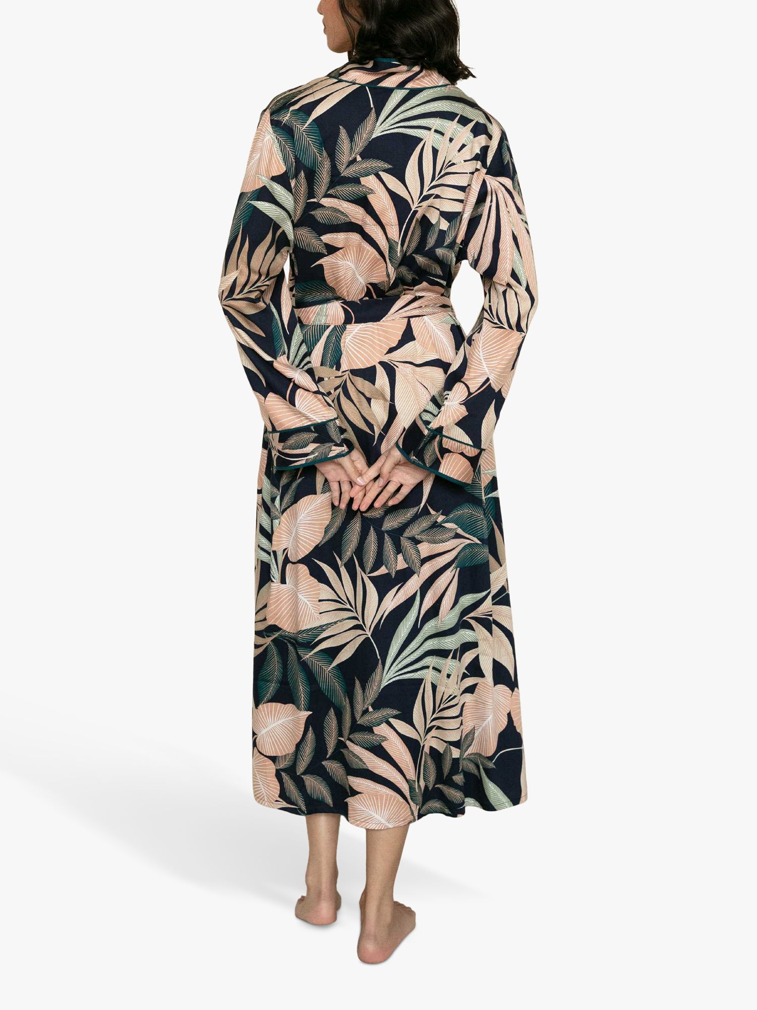 Fable & Eve Leaf Print Dressing Gown, Navy Mix at John Lewis & Partners