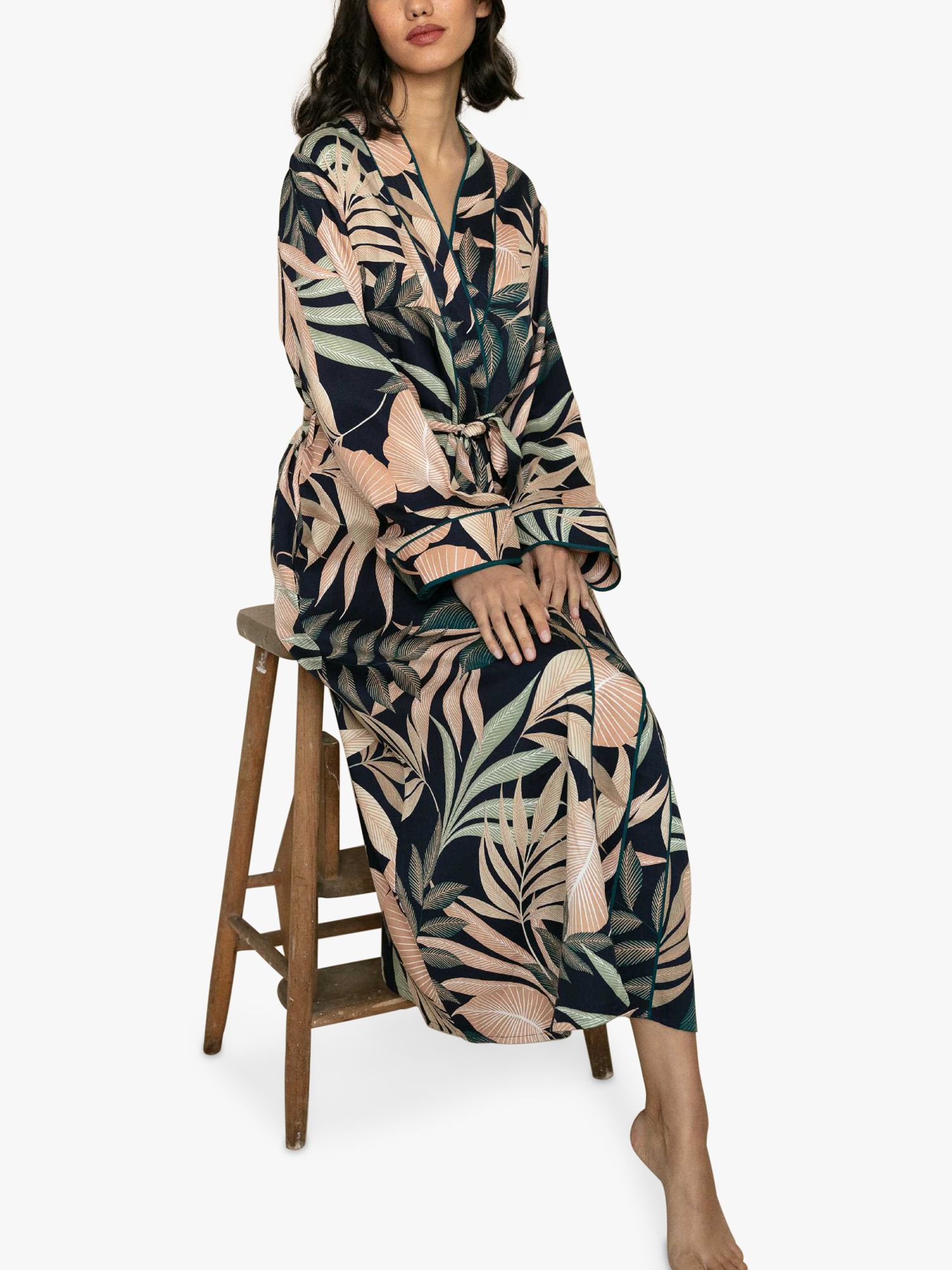 Buy Fable & Eve Leaf Print Dressing Gown, Navy Mix Online at johnlewis.com