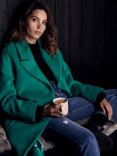 Mint Velvet Wool Blend Double Breasted Peak Lapel Coat, Green