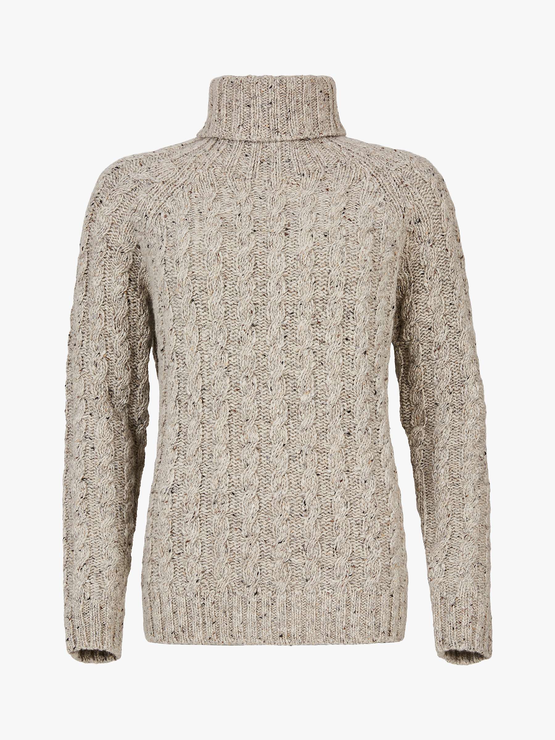 Buy Celtic & Co. Donegal Cable Knit Roll Neck Wool Jumper, Oatmeal Fleck Online at johnlewis.com