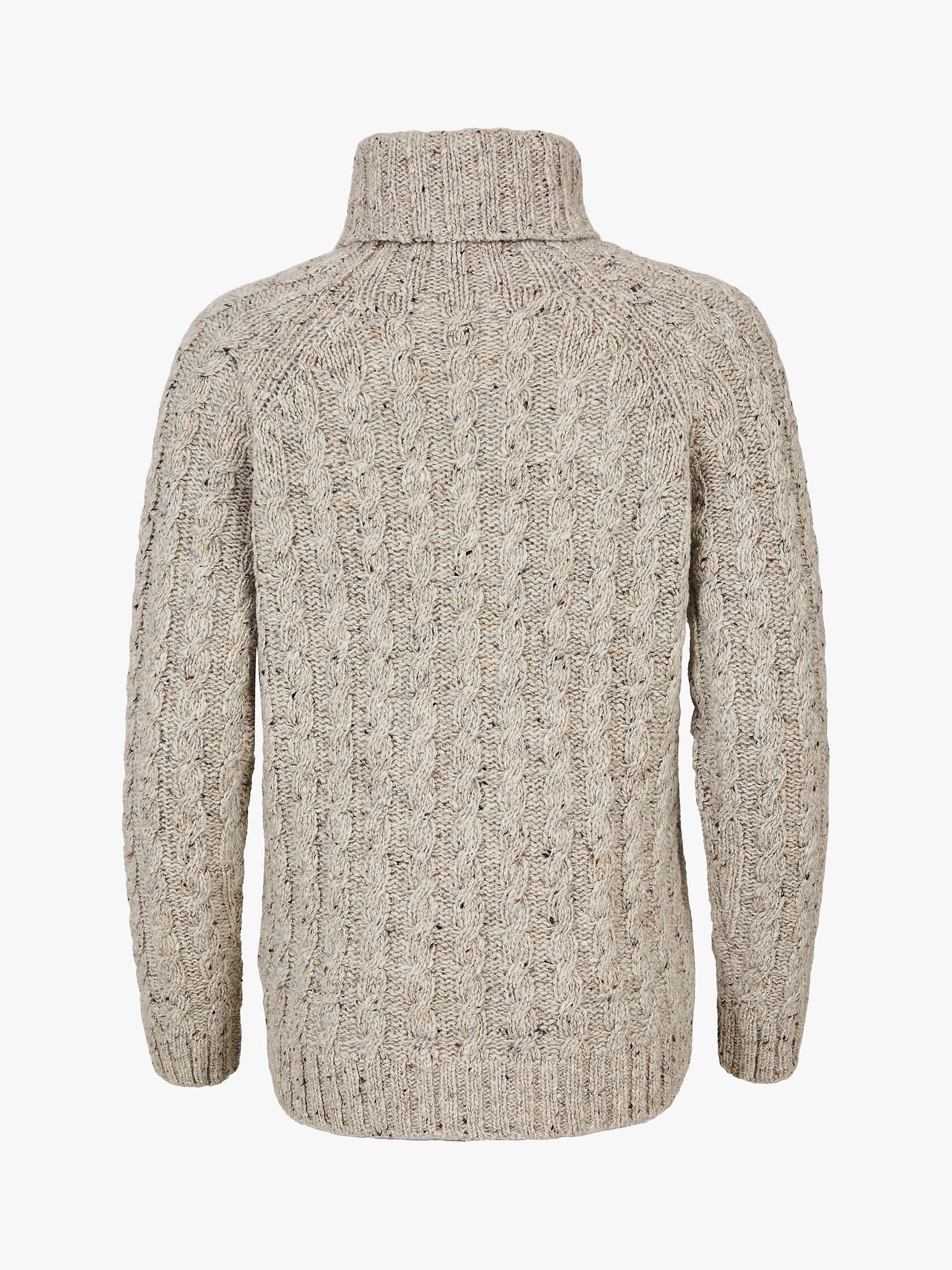 Buy Celtic & Co. Donegal Cable Knit Roll Neck Wool Jumper, Oatmeal Fleck Online at johnlewis.com