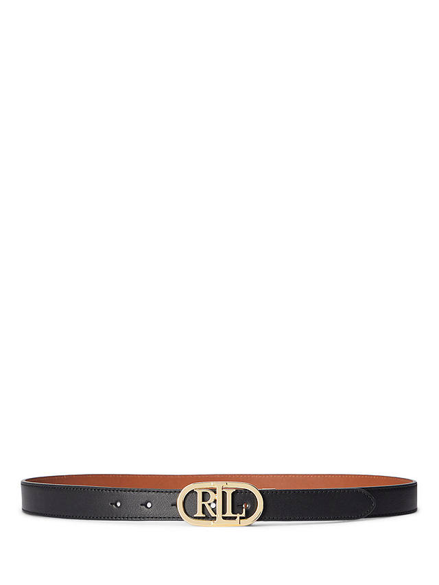 Lauren Ralph Lauren Oval Reversible Leather Belt, Black/Tan