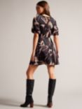 Ted Baker Gilliaa Printed Puff Sleeve Mini Dress, Black