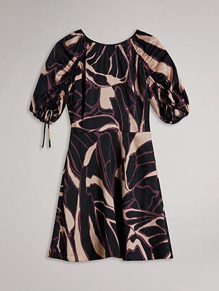 Ted Baker Gilliaa Printed Puff Sleeve Mini Dress, Black