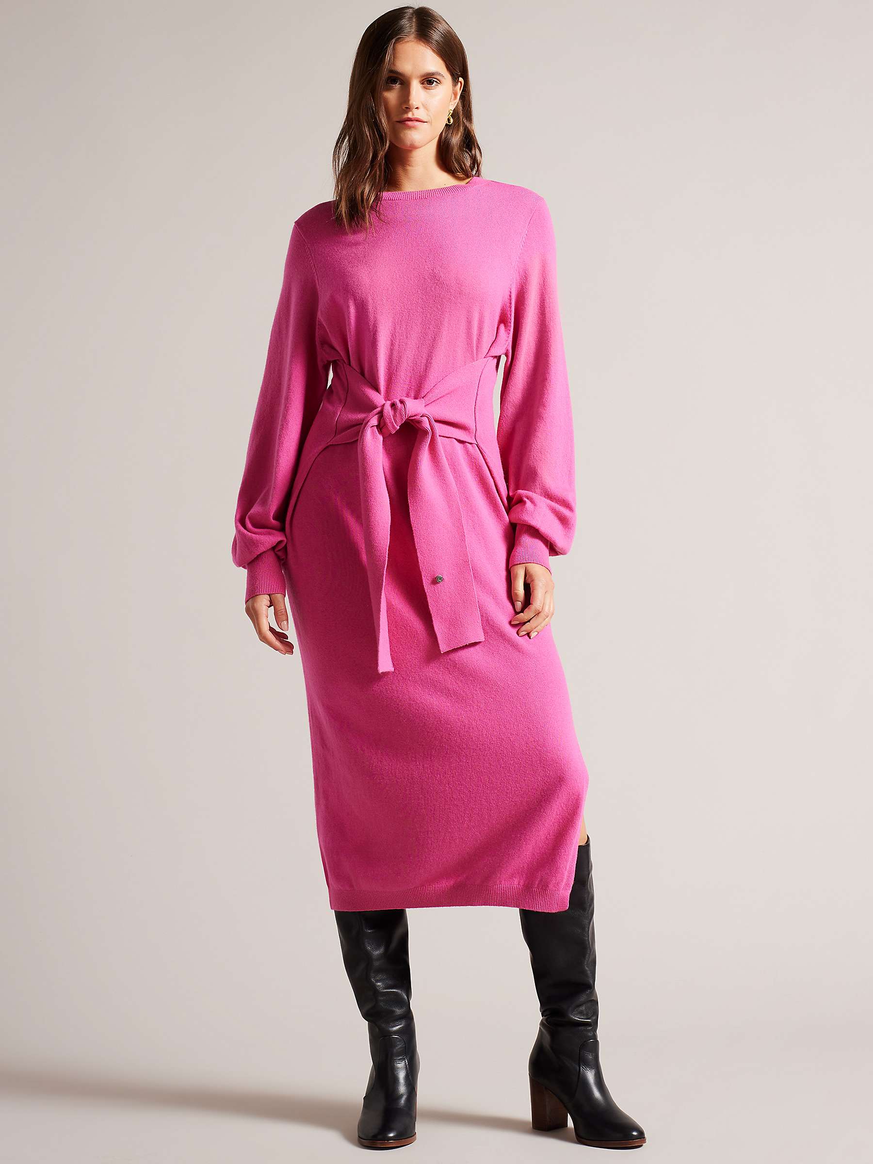 Buy Ted Baker Essya Slouchy Tie Front Knit Midi Dress Online at johnlewis.com