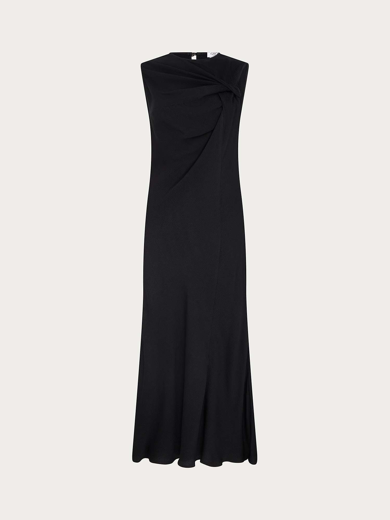 Ghost Naomi Midi Satin Dress, Black at John Lewis & Partners