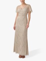 Adrianna Papell Studio Beaded Gown Biscotti at John Lewis Partners