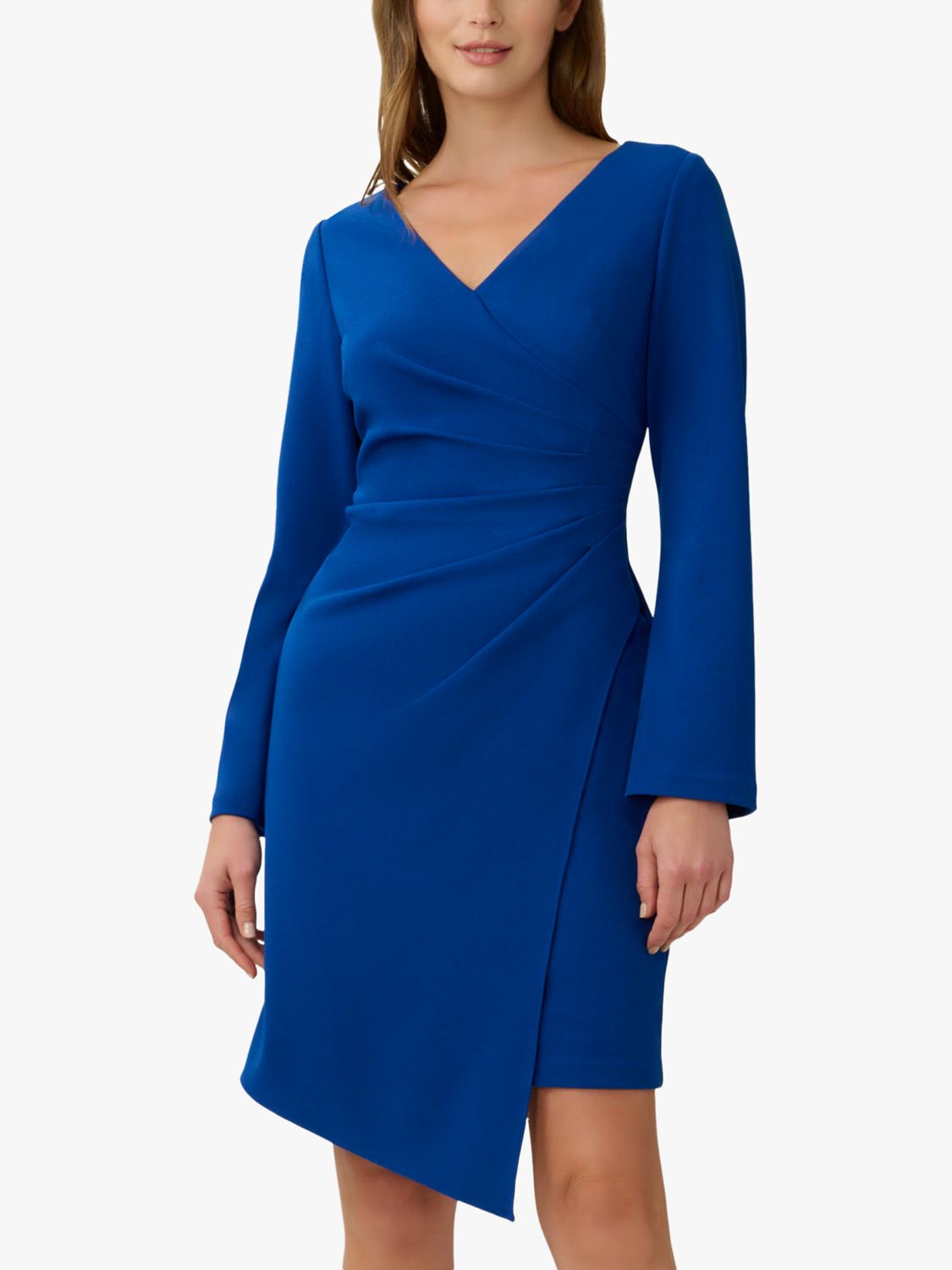 Adrianna Papell Draped Asymmetric Hem Dress, Dynasty Blue