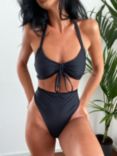 We Are We Wear Selin High Waist Thong Bikini Bottoms, Black