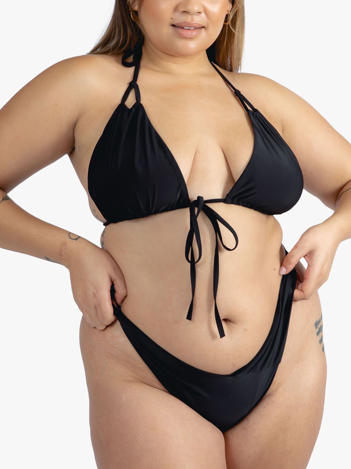 2023 Sexy Black Vinyl Bandeau Top Thong Swimsuit