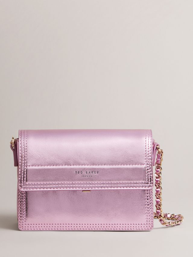Ted Baker Bow Detail Metallic Leather Cross Body Bag in Pink