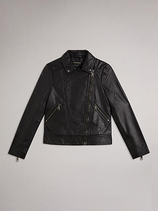 Ted Baker Ellaar Biker Leather Jacket, Black