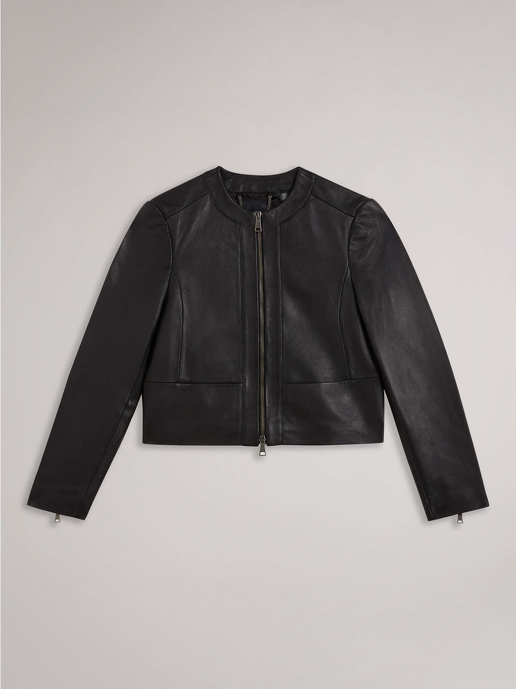Ted Baker Clarya Cropped Leather Jacket, Black at John Lewis & Partners