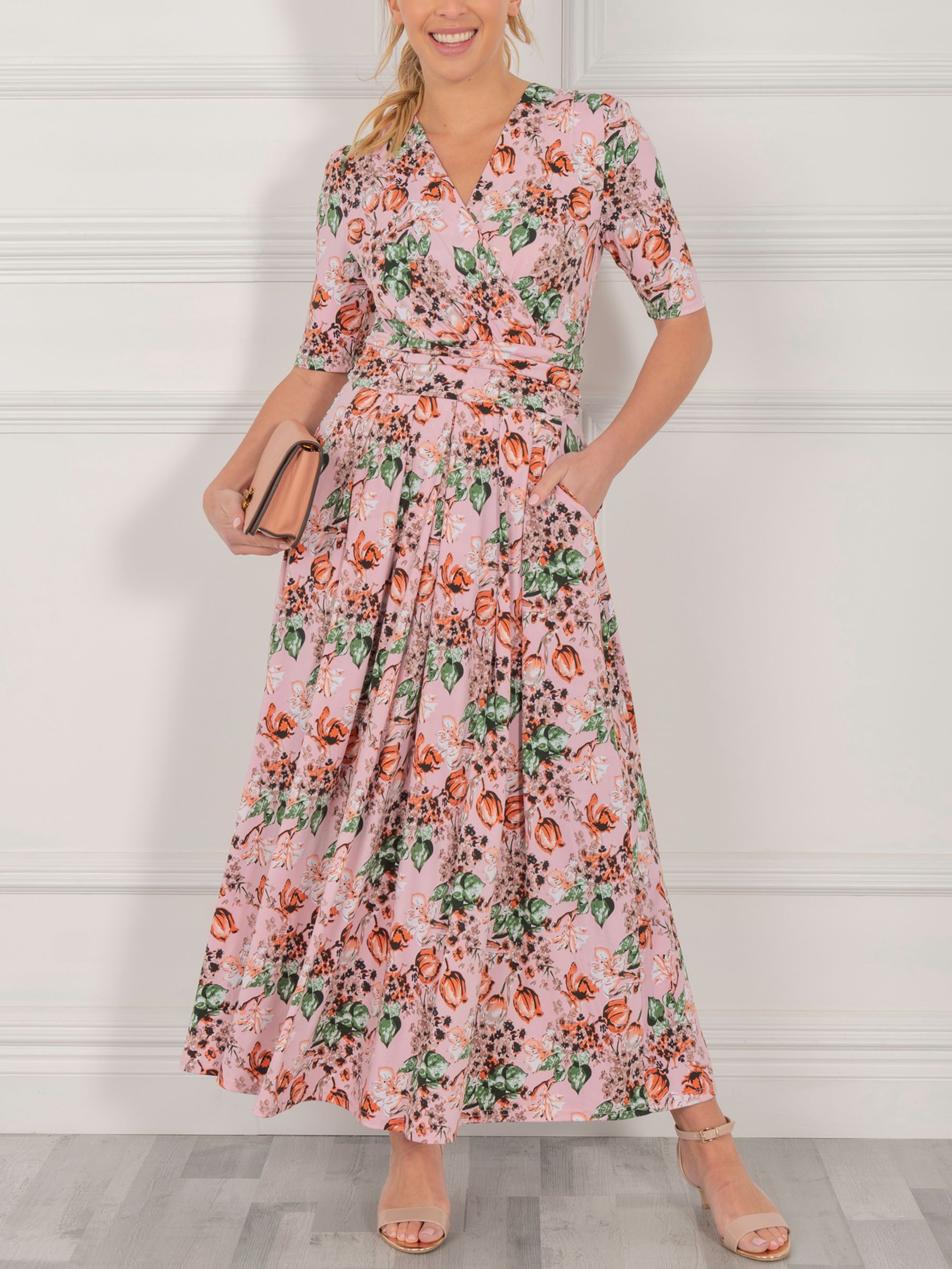 Jolie Moi Molly Floral Jersey Maxi Dress, Pink at John Lewis & Partners